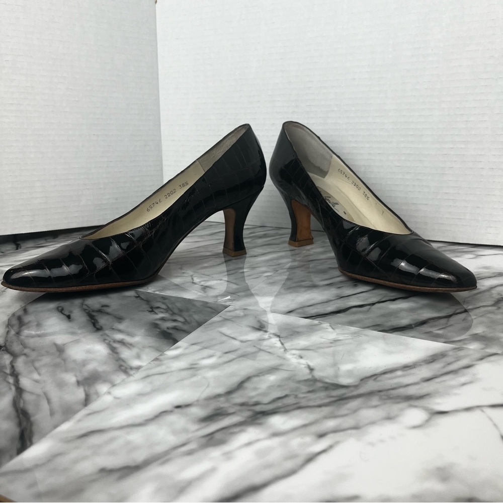 Vintage Ana Bonilla faux alligator leather pumps shoes size 8